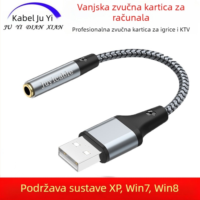 Juyi wire vanjska USB zvučna kartica s 3,5 mm izlazom za slušalice za stolna i prijenosna računala