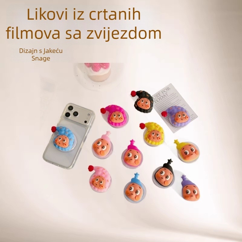 Stolni magnetski držač za telefon Star Man — crtić dizajn, mekani gel, snažno usisavanje, podloga s zračnom jastukom, PVC materijal, univerzalna kompatibilnost, prsten držač