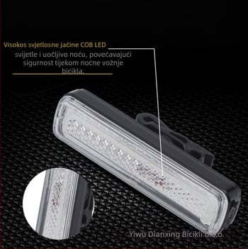 NQY zadnja svjetiljka za bicikl za noćnu vožnju, USB punjenjem i sigurnosno upozoravajuće svjetlo