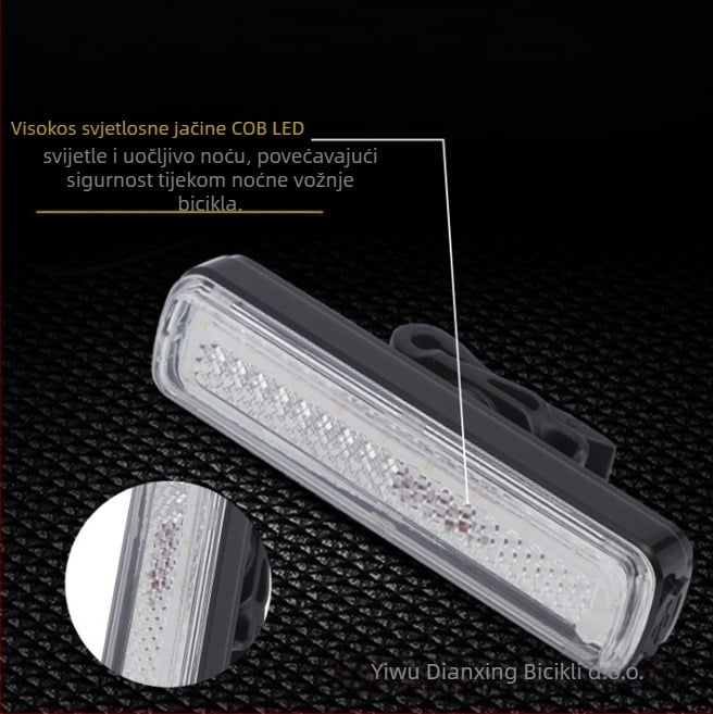 NQY zadnja svjetiljka za bicikl za noćnu vožnju, USB punjenjem i sigurnosno upozoravajuće svjetlo