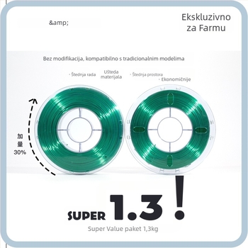 PLA filament za 3D ispis na kružnoj rolni — PLA materijal, 1,3 kg, kompatibilan s stolnim i industrijskim pisačima