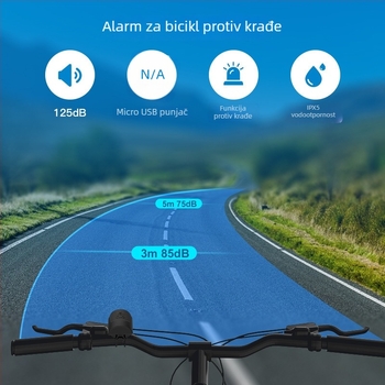Vodootporan elektronički zvon za bicikl s alarmom — Marka MJR, materijal plast/smola, prilagodba dostupna, licencirana privatna oznaka