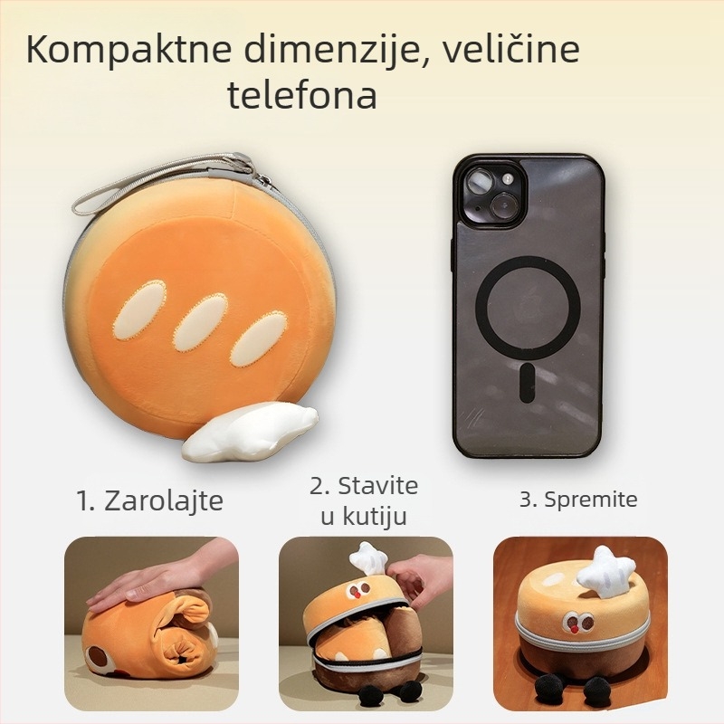 Jastuk U‑oblik memorijske pjene, prijenosni putni jastuk za vrat, karikaturalnog stila, navlaka od kristalnog baršuna