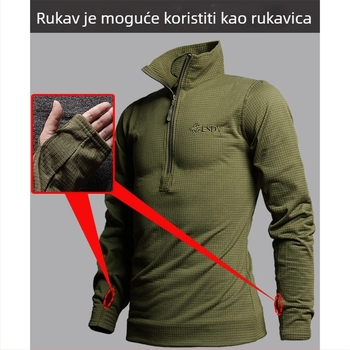Unisex set brzog sušenja za bazni sloj za planinarenje i biciklizam — gornji dio s visokim ovratnikom i hlače, ekstra debeli akrilni materijal, jednodijelni sloj, jednobojno