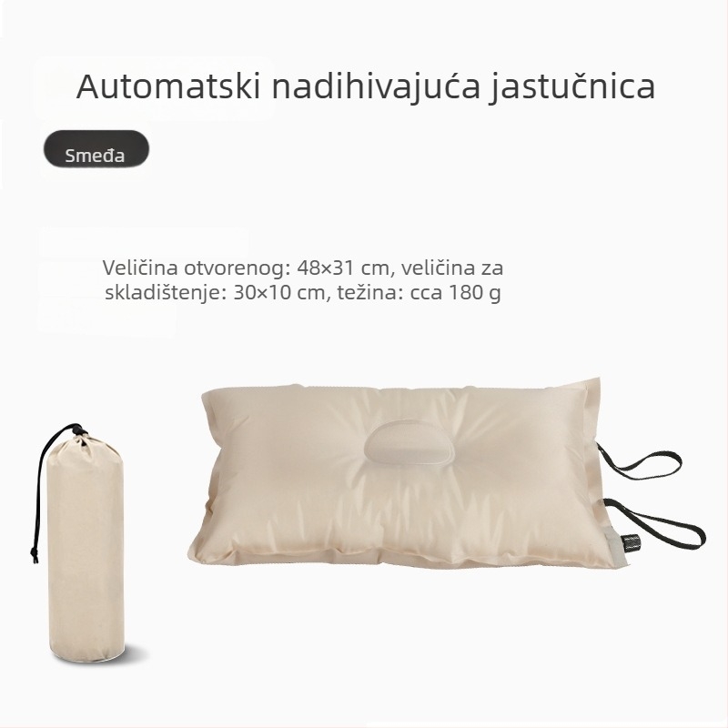Samonapunjavajući pravokutni putni jastuk s elastičnom tkaninom, debljina 10 cm, težina 250 g
