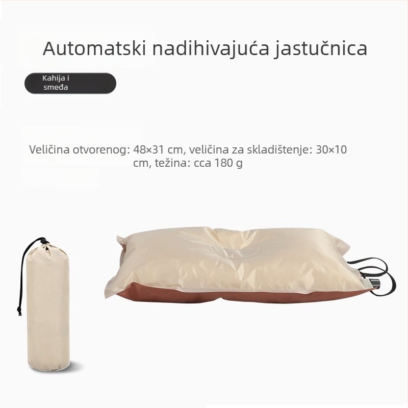 Samonapunjavajući pravokutni putni jastuk s elastičnom tkaninom, debljina 10 cm, težina 250 g