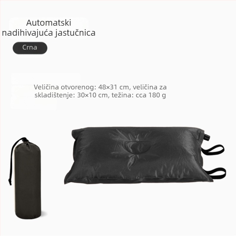 Samonapunjavajući pravokutni putni jastuk s elastičnom tkaninom, debljina 10 cm, težina 250 g