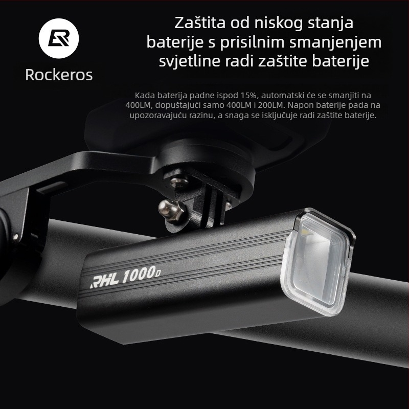 RockBROS prednje svjetlo za bicikl, kompatibilno s MTB-ima i cestnim biciklima – noćna vožnja, bez prilagodbe