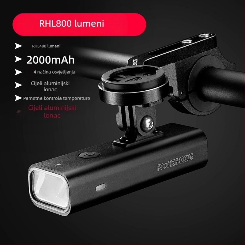 RockBROS prednje svjetlo za bicikl, kompatibilno s MTB-ima i cestnim biciklima – noćna vožnja, bez prilagodbe