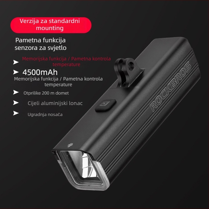 RockBROS prednje svjetlo za bicikl, kompatibilno s MTB-ima i cestnim biciklima – noćna vožnja, bez prilagodbe