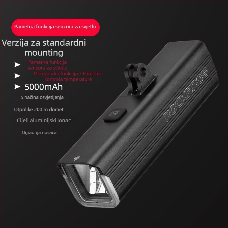 RockBROS prednje svjetlo za bicikl, kompatibilno s MTB-ima i cestnim biciklima – noćna vožnja, bez prilagodbe
