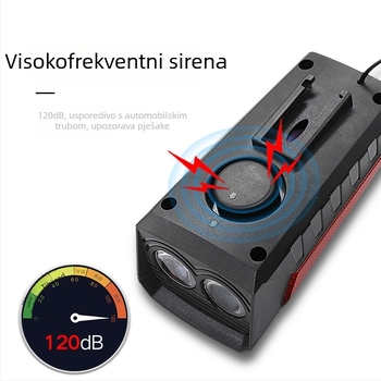 Solarna dvostruki zvučni rog za bicikl s prednjim svjetlom, USB punjenje, visokodecibelni upozoravajući zvuk