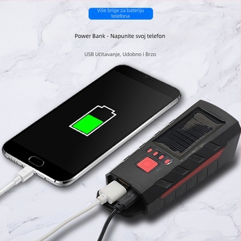 Solarna dvostruki zvučni rog za bicikl s prednjim svjetlom, USB punjenje, visokodecibelni upozoravajući zvuk