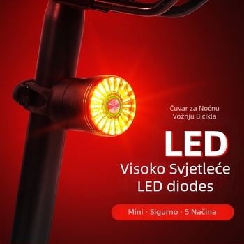 Pametna stražnja svjetiljka za bicikl, Type-C punjenje, vodootporna, senzor kočenja, za brdske i cestovne bicikle, noćna vožnja