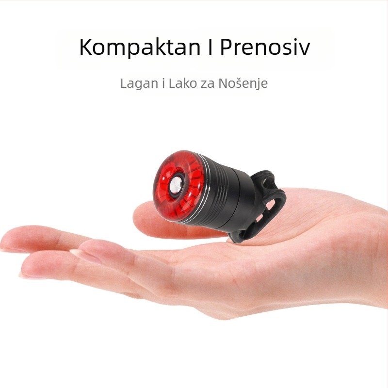 Pametna stražnja svjetiljka za bicikl, Type-C punjenje, vodootporna, senzor kočenja, za brdske i cestovne bicikle, noćna vožnja