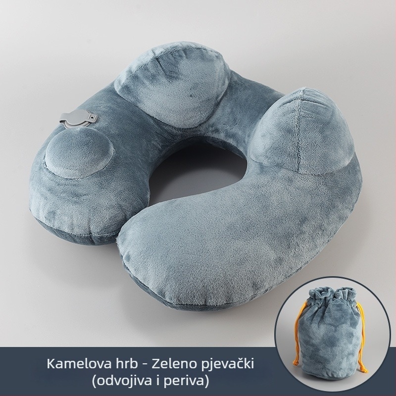 Putni jastuk za vrat u obliku U, napuhljiv i prenosan, marka He xing lian; punilo PVC; tkanina PVC; stil jednostavan; tip: U-jastuk