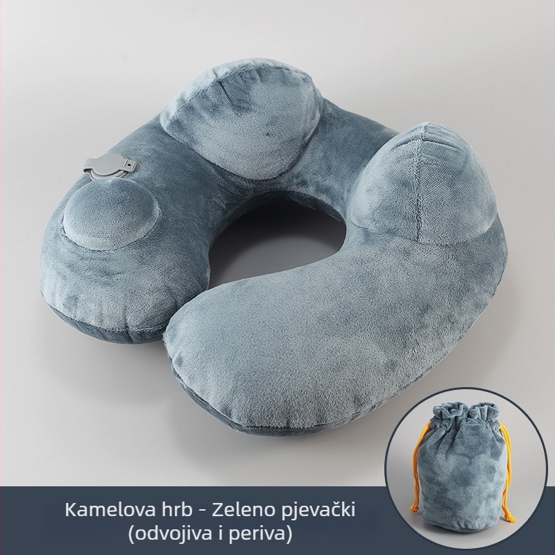 Putni jastuk za vrat u obliku U, napuhljiv i prenosan, marka He xing lian; punilo PVC; tkanina PVC; stil jednostavan; tip: U-jastuk
