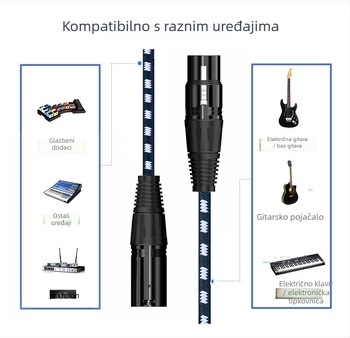 XLR audio kabel muški–ženski za mikrofon, Blue Fire Road, niklani završetak, pleteni bakreni vodič bez kisika, ROHS