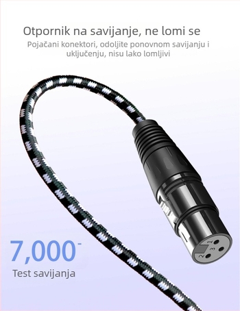 XLR audio kabel muški–ženski za mikrofon, Blue Fire Road, niklani završetak, pleteni bakreni vodič bez kisika, ROHS