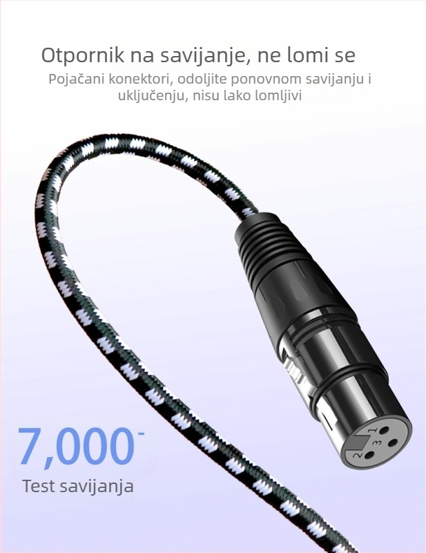 XLR audio kabel muški–ženski za mikrofon, Blue Fire Road, niklani završetak, pleteni bakreni vodič bez kisika, ROHS