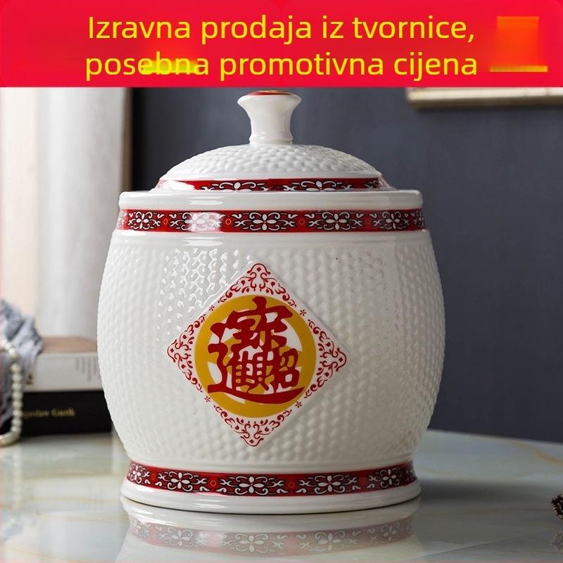 Keramička posuda za rižu s poklopcem – vlažnost-zaštita, posuda za rižu, kapacitet 5L/10L/20L/25L/30 jin