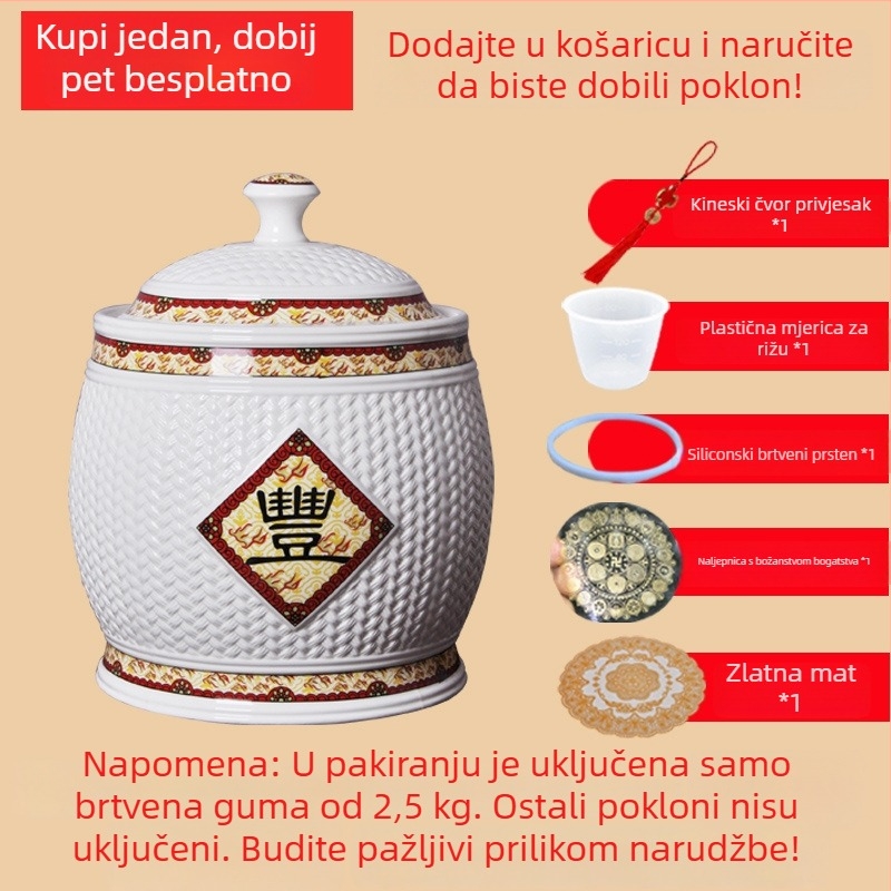 Keramička posuda za rižu s poklopcem – vlažnost-zaštita, posuda za rižu, kapacitet 5L/10L/20L/25L/30 jin
