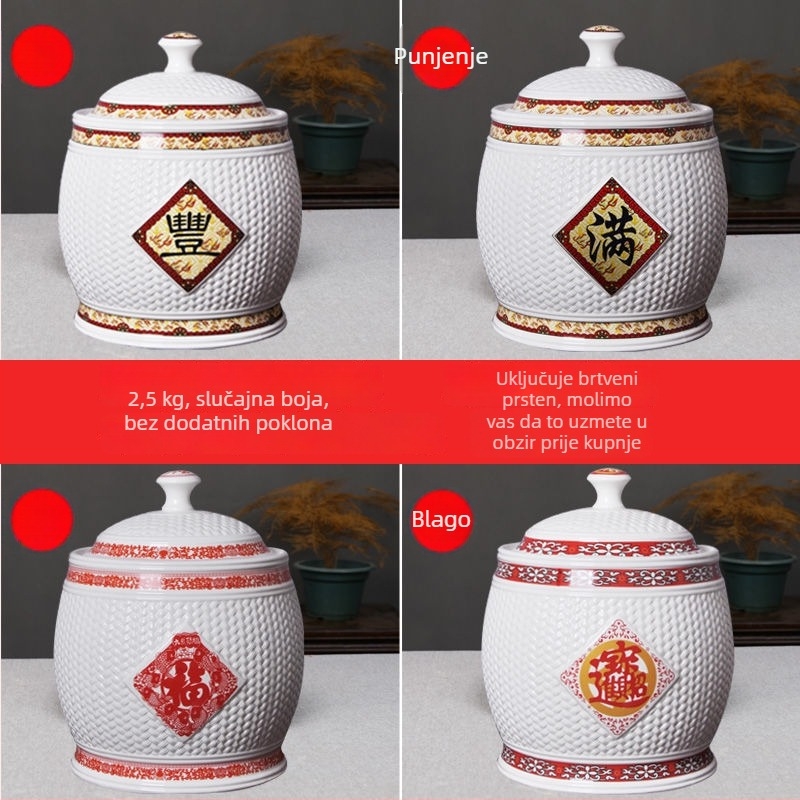 Keramička posuda za rižu s poklopcem – vlažnost-zaštita, posuda za rižu, kapacitet 5L/10L/20L/25L/30 jin