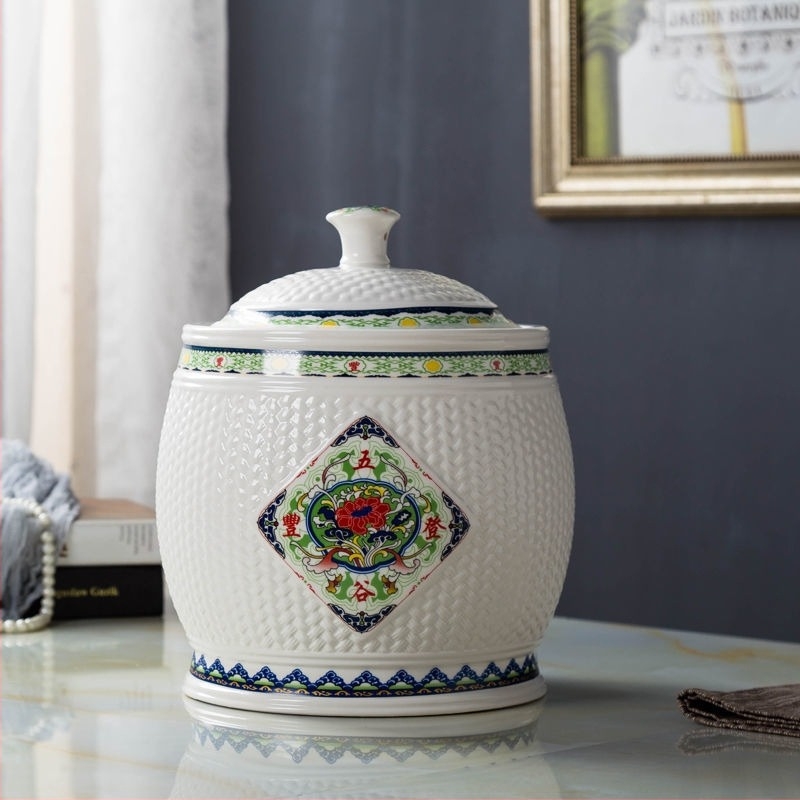 Keramička posuda za rižu s poklopcem – vlažnost-zaštita, posuda za rižu, kapacitet 5L/10L/20L/25L/30 jin