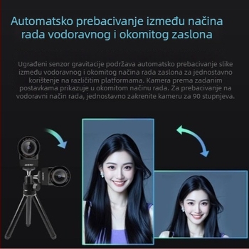 Aoni NX6S webcam za livestream s filtrom za uljepšavanje, brzo fokusiranje, USB, 4K HD, ugrađeni mikrofon