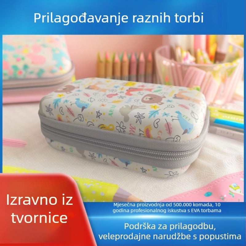 Putna torba za skladištenje s cartoon dizajnom, PU materijal, stil ručne torbe, višestruka namjena.