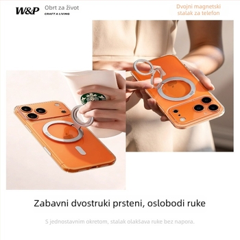 W&P magnetski držač za telefon s dvostrukim prstenom, 360° rotirajući prsten, MagSafe stražnja pločica, izrađeno od legure