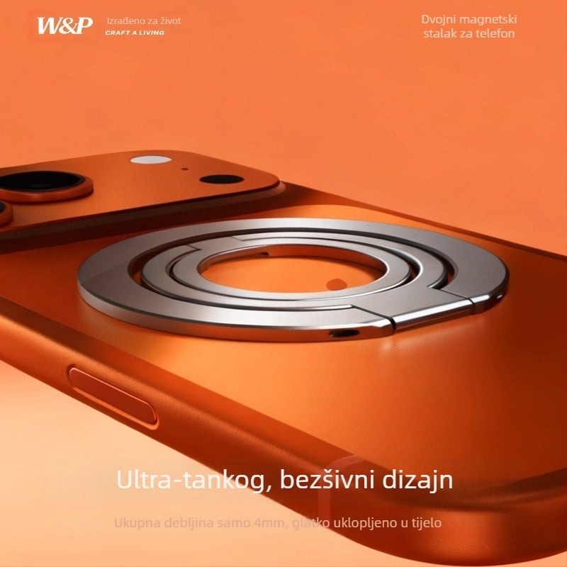 W&P magnetski držač za telefon s dvostrukim prstenom, 360° rotirajući prsten, MagSafe stražnja pločica, izrađeno od legure