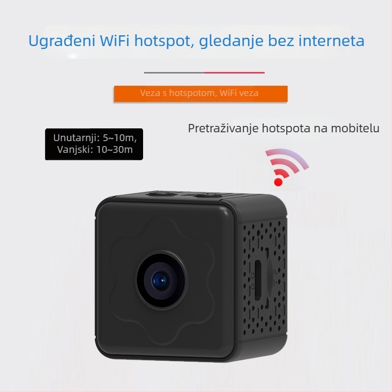 Pametna Wi‑Fi kamera 1080p, noćni prikaz, detekcija pokreta uz obavijesti, upravljanje putem mobilne aplikacije, unutarnja uporaba