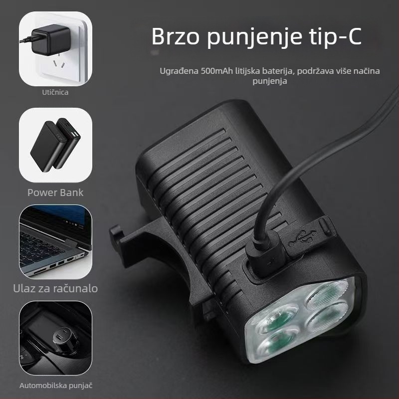 Set prednjeg svjetla i stražnje svjetiljke za bicikl | Visoka svjetlost | Kompatibilno s cestovnim i trail biciklima | Noćna vožnja