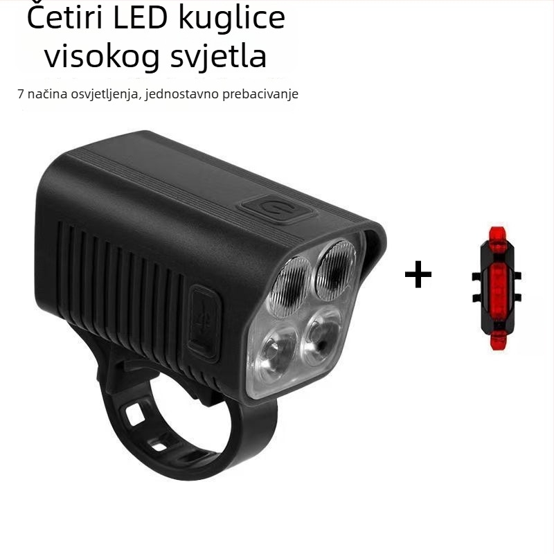 Set prednjeg svjetla i stražnje svjetiljke za bicikl | Visoka svjetlost | Kompatibilno s cestovnim i trail biciklima | Noćna vožnja
