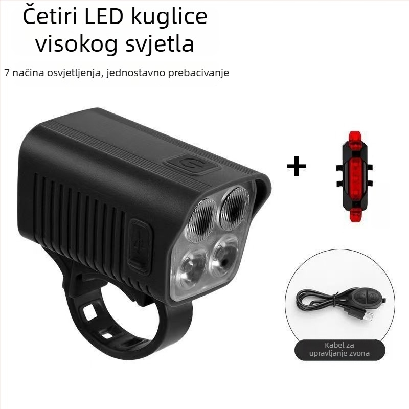 Set prednjeg svjetla i stražnje svjetiljke za bicikl | Visoka svjetlost | Kompatibilno s cestovnim i trail biciklima | Noćna vožnja