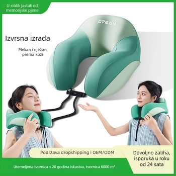 Jastuk za vrat od memorijske pjene u U-oblika za putovanja, s nylonom kao jezgrom, moderni minimalistički stil