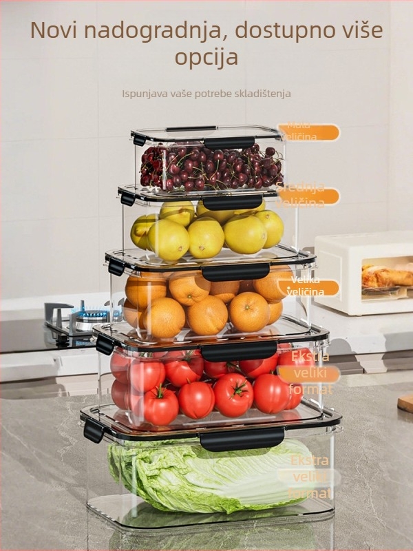 PET kutija za skladištenje hrane, prozirni zatvoreni spremnik za zamrzavanje, otporan na vlagu, velik kapacitet za voće i povrće