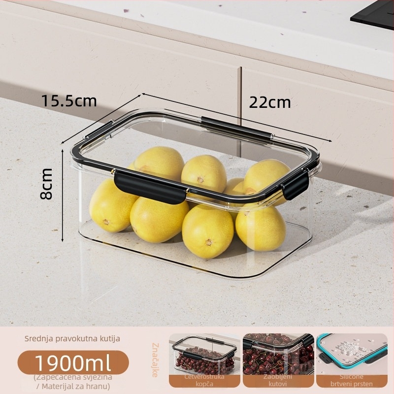 PET kutija za skladištenje hrane, prozirni zatvoreni spremnik za zamrzavanje, otporan na vlagu, velik kapacitet za voće i povrće