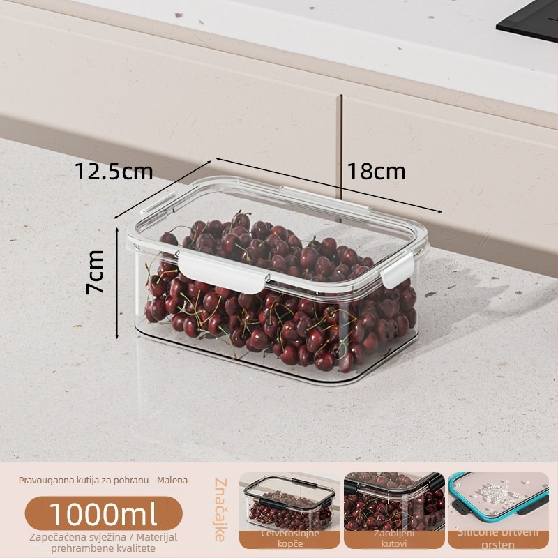 PET kutija za skladištenje hrane, prozirni zatvoreni spremnik za zamrzavanje, otporan na vlagu, velik kapacitet za voće i povrće
