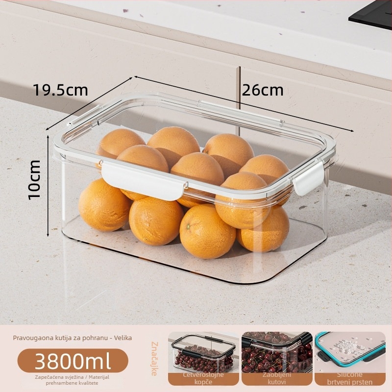 PET kutija za skladištenje hrane, prozirni zatvoreni spremnik za zamrzavanje, otporan na vlagu, velik kapacitet za voće i povrće