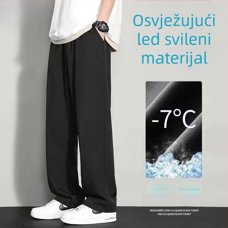 Muške sportske casual hlače – rastezljivi poliester, prozračnost, brzo suše, srednja visina struka, ravni kroj