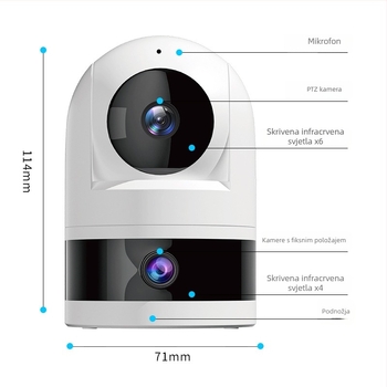Unutarnja Wi-Fi IP kamera, objektiv 3.6 mm, horizontalna rezolucija 420, minimalno osvjetljenje 0.001 lx, IR domet 10 m, radna temperatura -36 do 60 °C