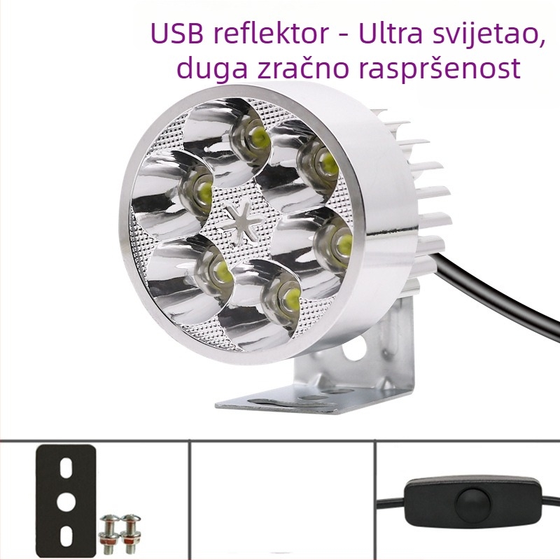 Svjetlo za bicikl s USB priključkom za napajanje i LED spot svjetlom, visoka svjetlina, kamping svjetlo