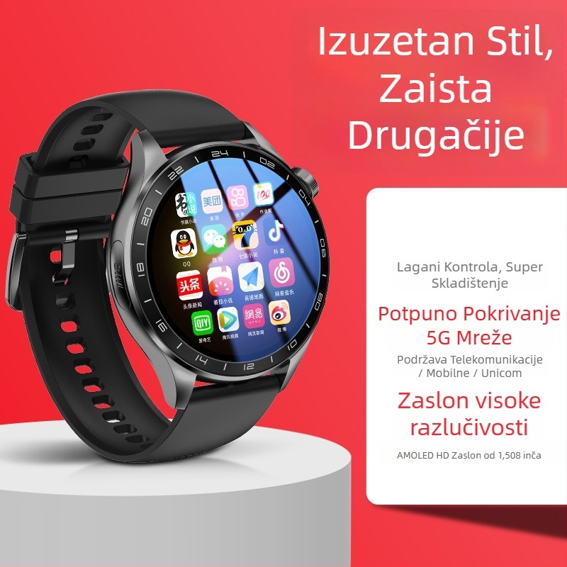 Pametni sat s slotom za SIM karticu, Android OS, GPS pozicioniranje, praćenje zdravlja, AMOLED zaslon