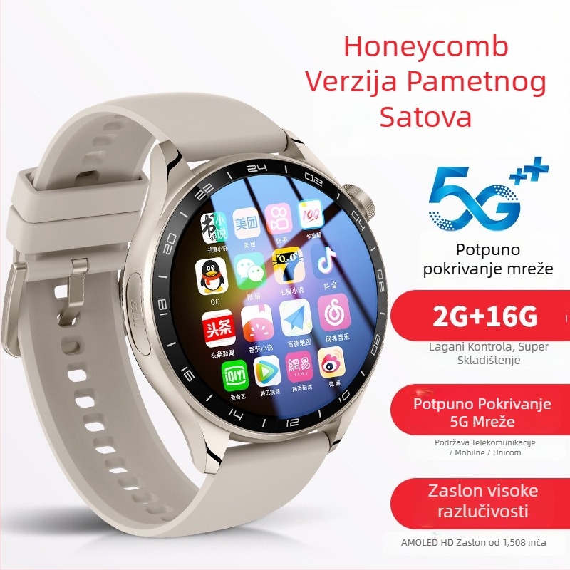 Pametni sat s slotom za SIM karticu, Android OS, GPS pozicioniranje, praćenje zdravlja, AMOLED zaslon
