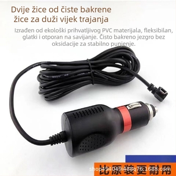 Žično punjenje za auto za dash cam s prednjim i stražnjim snimanjem, ulaz 8-36V, izlaz 5V, kabel 3.5 m, 2 A