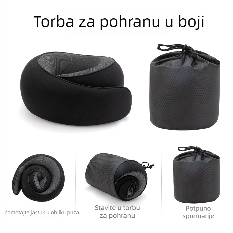 Prijenosna U-oblika jastučnica za vrat sa memorijskom pjenom, uklonjiva i periva navlaka, za avion i vanjska putovanja