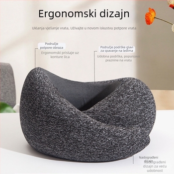 U-oblik jastuk za vrat od memorijske pjene za putovanja, s kutijom za pohranu i Ice Silk tkaninom
