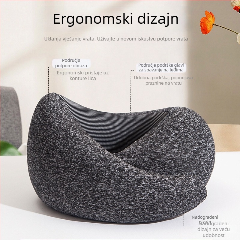 U-oblik jastuk za vrat od memorijske pjene za putovanja, s kutijom za pohranu i Ice Silk tkaninom